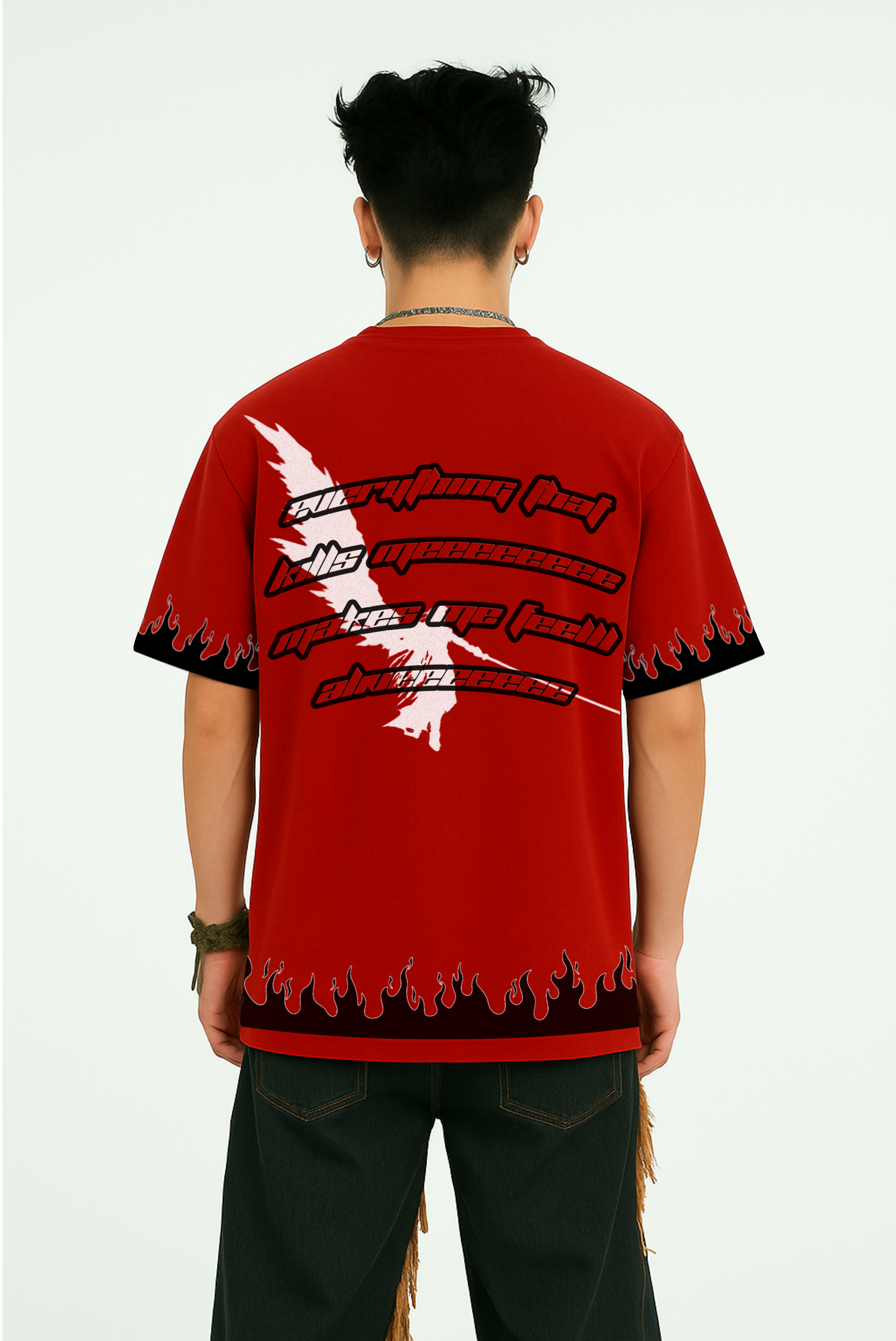 Alive Oversized Streetwear T-Shirt , back side